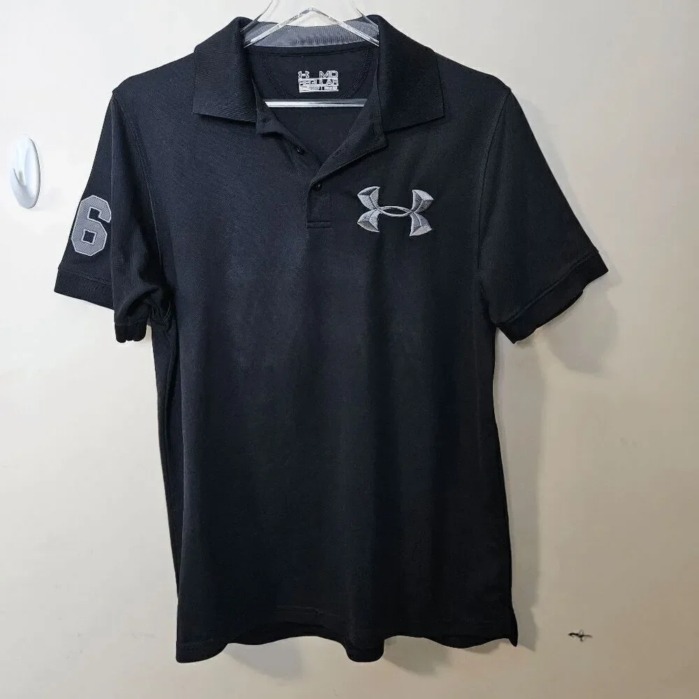 Under Armour Heat Gear Polo Shirt Mens Black Size Medium